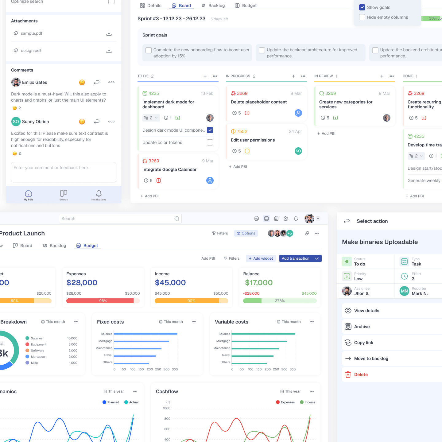 A web project management app for startups and small teams - project cover